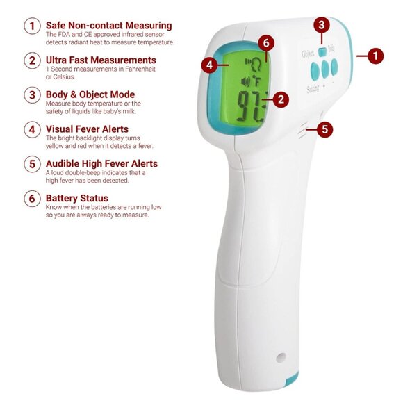 BT502 Non-Contact Infrared Forehead Thermometer (2PACK) - Picture 2 of 5